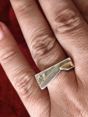 Vintage Geometric Silver Ring 950 Silver & 14K Gold used