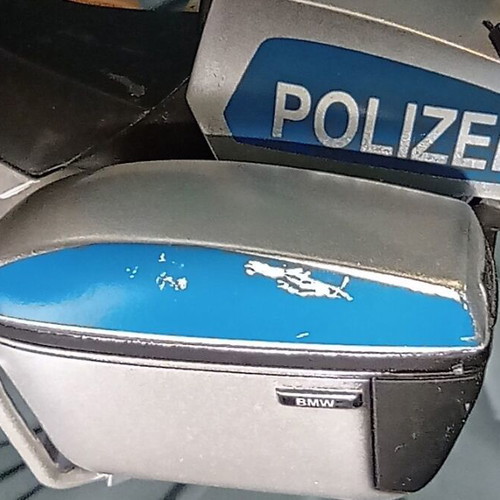 BMW Polizei Metal Motorcycle Miniature used, 17cm scale model