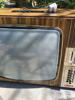 Black and white retro vintage television used, 1980s