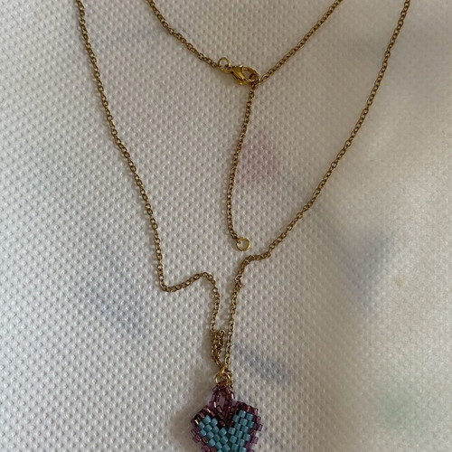 Heart pendant with Miyuki beads and chain