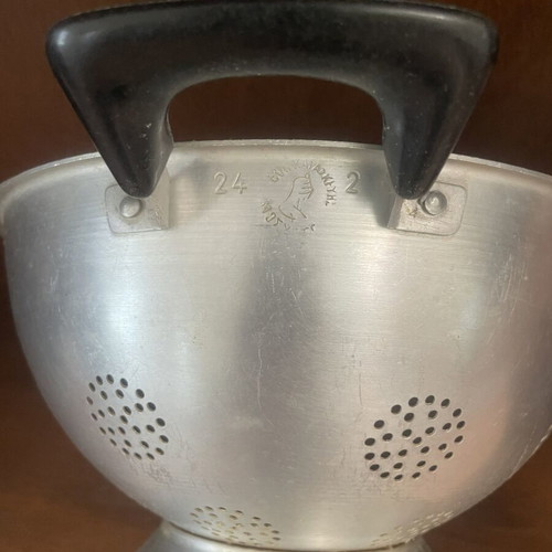 Aluminum colander with bakelite handles, diameter 24 cm