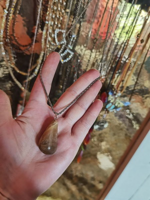 Women's beautiful necklace with real stone, used