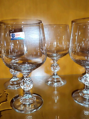Set of 5 crystal glasses from authentic Bohemian crystal new