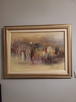 Apovrado Stin Exohi Oil Painting like new with gold-silver embossed texture