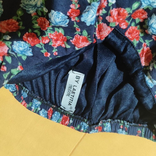 Floral mini strapless dress with ruffles, cotton, blue