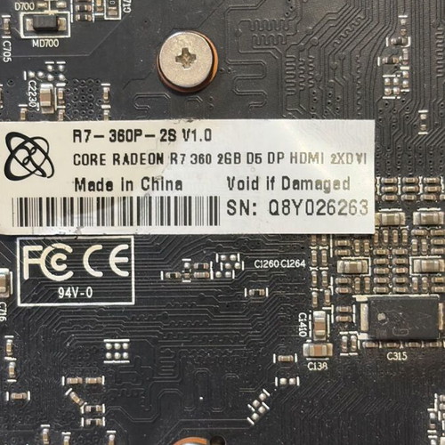 XFX ATI Radeon R7 360 graphics card used, 2GB GDDR5, 128-bit
