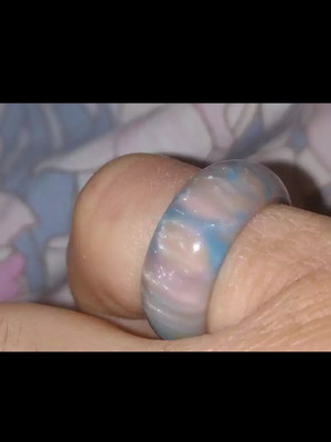 Opal Flame Ring new, pale pink and blue