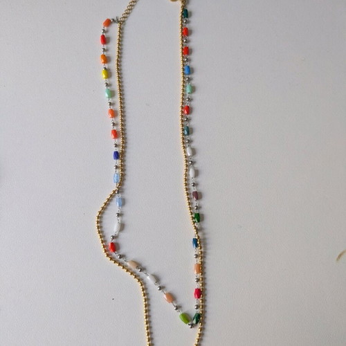 Multicolored necklace like new with two strands