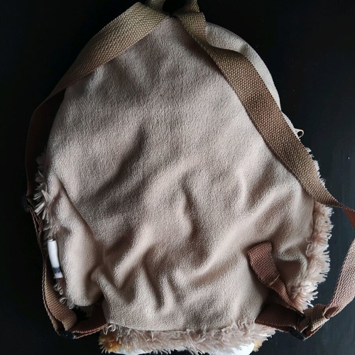 Children's backpack with teddy bear like new, beige and brown