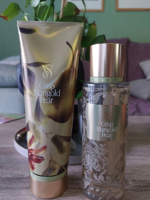 Victoria's Secret Crisp Marigold Pear Set new, fragrance mist and lotion
