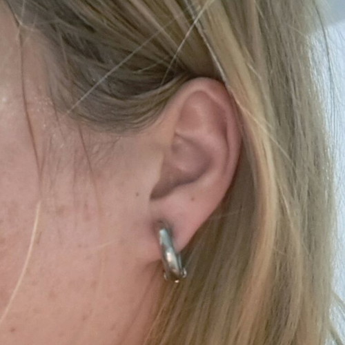 Vintage silver clip-on earrings used, crescent shape