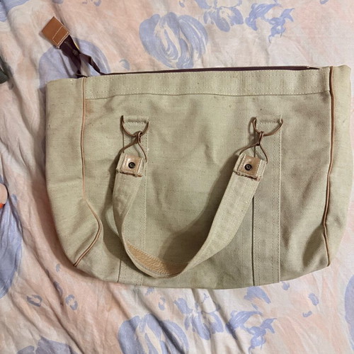 Vintage handbag used, beige and brown