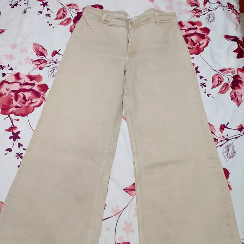 Beige Mango denim pants used, size L