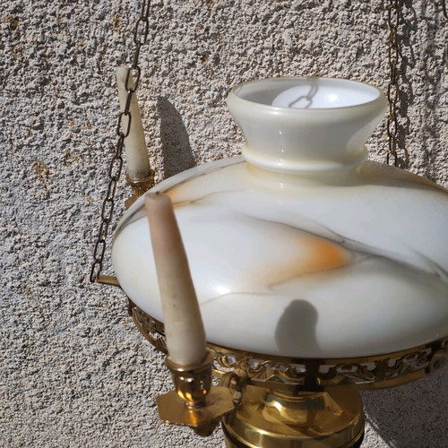 Vintage Swedish brass chandelier lamp used, second half of 20th century