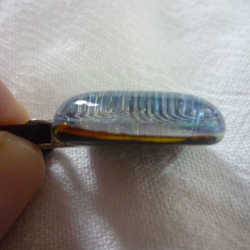Pendant necklace made of dichroic glass like new, yellow orange colors