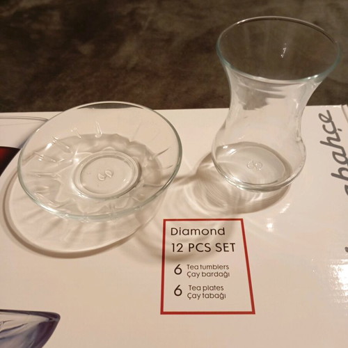 Pasabance 12-piece Turkish tea glass and saucer set new