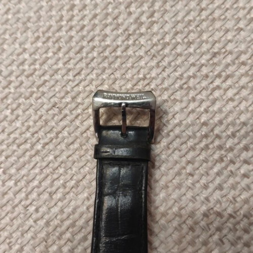 Raymond Weil Genève 5767 men's dress watch, black leather strap