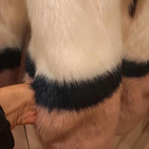 Jakke faux fur coat like new, size S/M, beige and brown