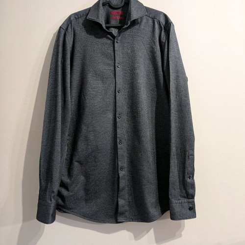 Hugo Boss men's slim fit shirt gray black size L like new