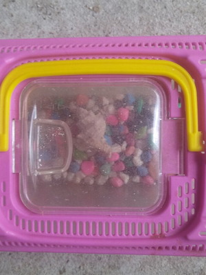 Plastic fishbowl used, small suitcase style