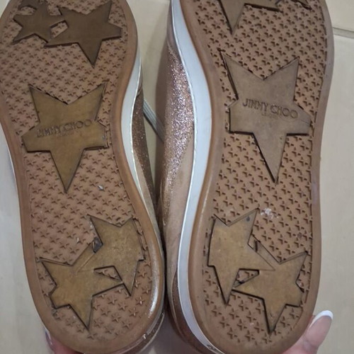 Jimmy Choo sneakers like new for narrow feet, beige and gold