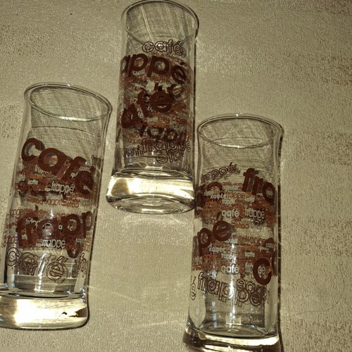 Frappe Glasses Set of 3 used with Freddoccino Chocolate glass gift