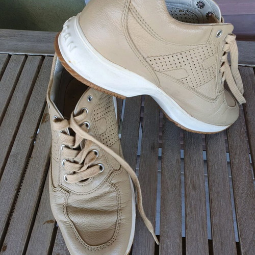 Hogan sneakers used, size 35.5, beige brown leather