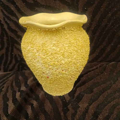 Vintage ceramic vase 17 cm with embossed floral decoration