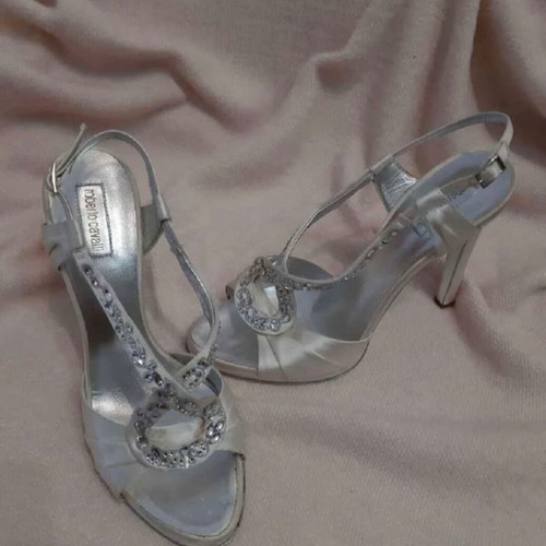 Roberto Cavalli bridal sandals like new, white and silver, size 38