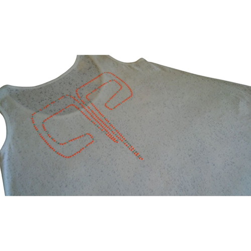 Panos Apergis Summer Cotton T-shirt Like New, Medium, White and Orange
