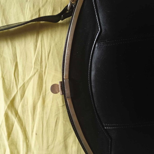 Women's shoulder bag used black with gold detail