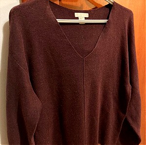 H&M λεπτό πουλόβερ σε μπορντό-μωβ χρώμα