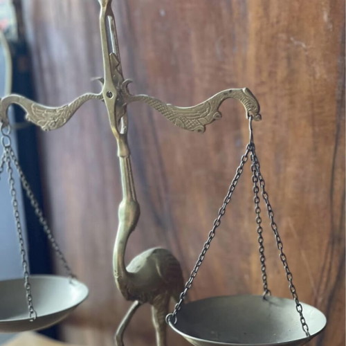 Vintage brass scale used, art piece 41cm height