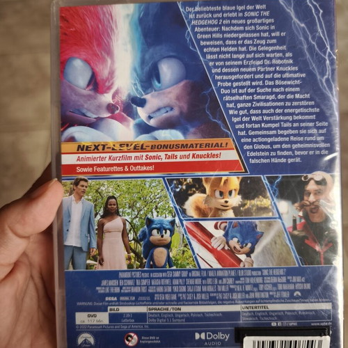 Sonic The Hedgehog 2 DVD new, animation