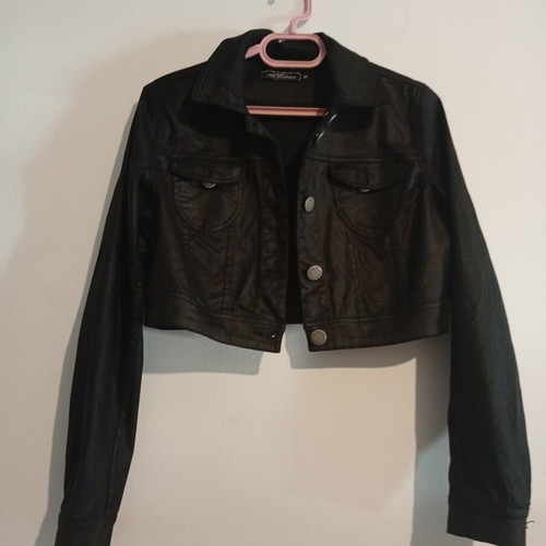 Pink Woman Thin Short Jacket Medium New Black with Rhinestones