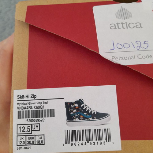 Vans boots used with glow-in-the-dark dragons, size 30