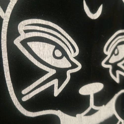 Gothic long black dress with Egyptian cat design used