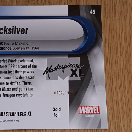 Marvel Masterpieces XL What If Gold Foil #45 Quicksilver card like new