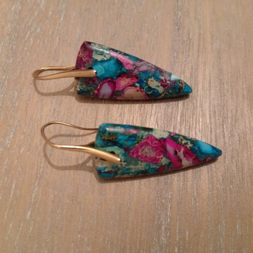 Zen natural earrings colorful dangling like new