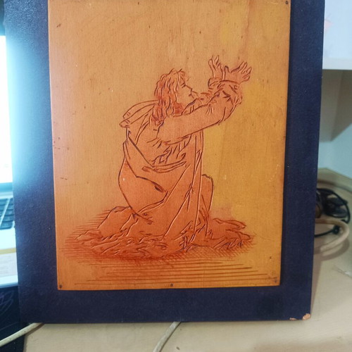 Handmade wood carving of Prophet David used, religious wall decoration