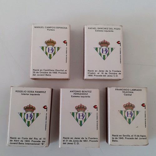 Matchboxes with Real Betis footballers from the 70s like new