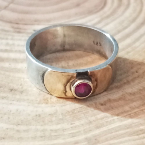 Silver-gold ring 925 585 like new, size 56