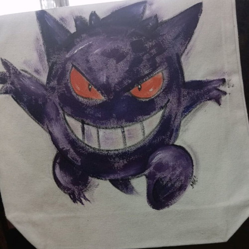 Pokemon Gengar fabric bag new, hand-painted
