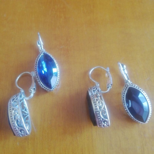 Vintage earrings like new, two pairs Gianniotika with synthetic crystals