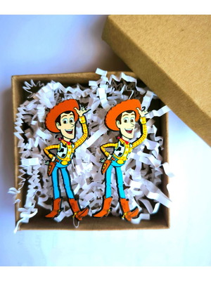 Woody Toy Story wooden handmade earrings new