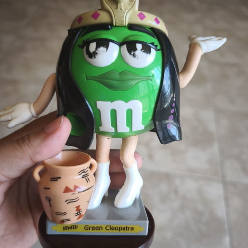 M&Ms Candy Dispenser Green Cleopatra Figure Used 14 cm
