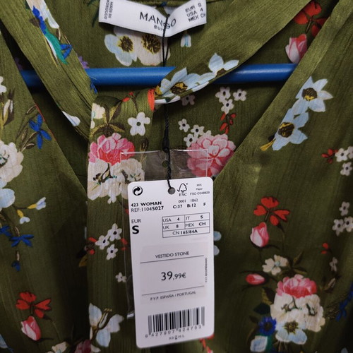 Mango floral dress, small, green