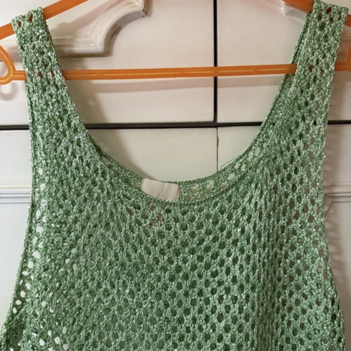 H&M beachwear knitted mini dress with glitter and sequins light green, new