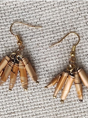 Yellow Gold Cluster Earrings made to order, handmade with beads