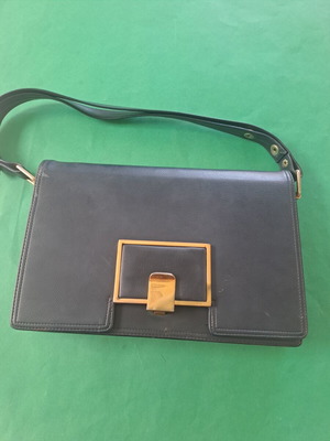 Vintage shoulder bag dark blue used with multiple compartments